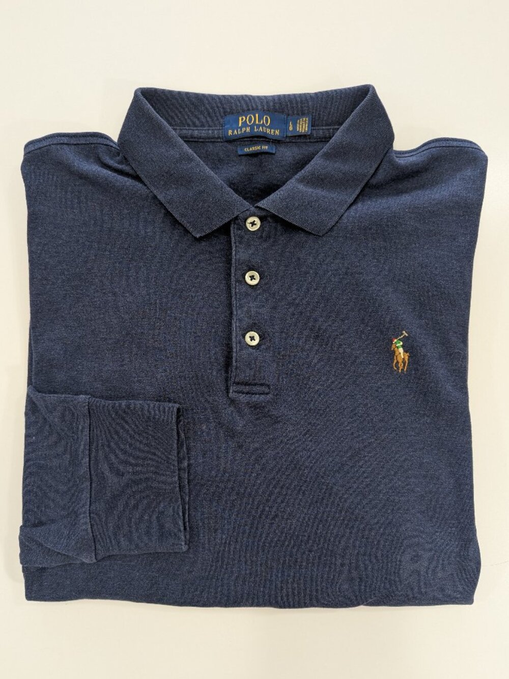 Polo Ralph Lauren Classic Fit Blue Polo Shirt Long Sleeve - Picture 2 of 12